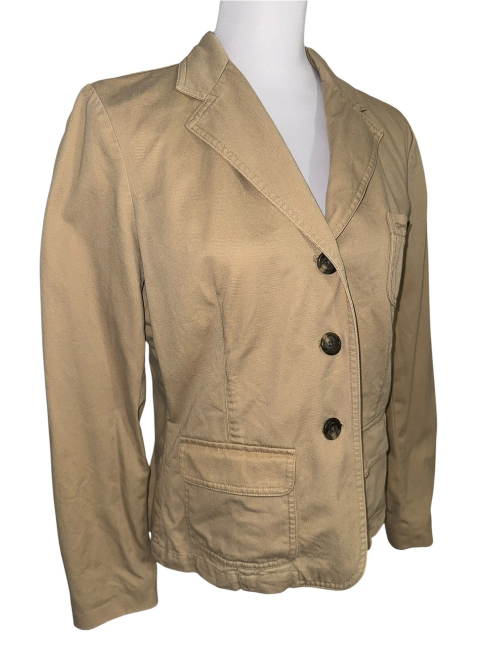 Lauren Ralph Lauren Khaki Cotton Blazer Jacket Women’s Large Utility - Picture 3 of 11